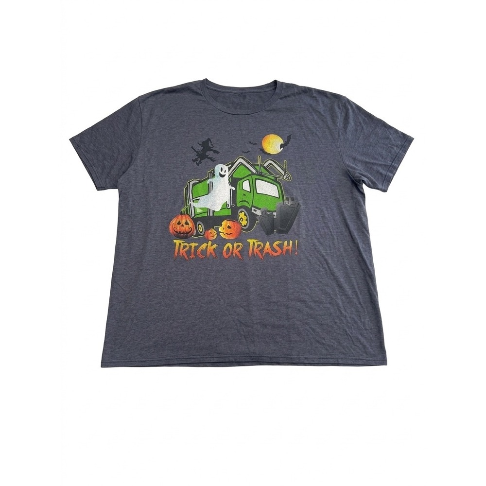 Unbranded Halloween T-Shirt Women 3XL Gray Good Trick or Trash Ghost Graphic Tee